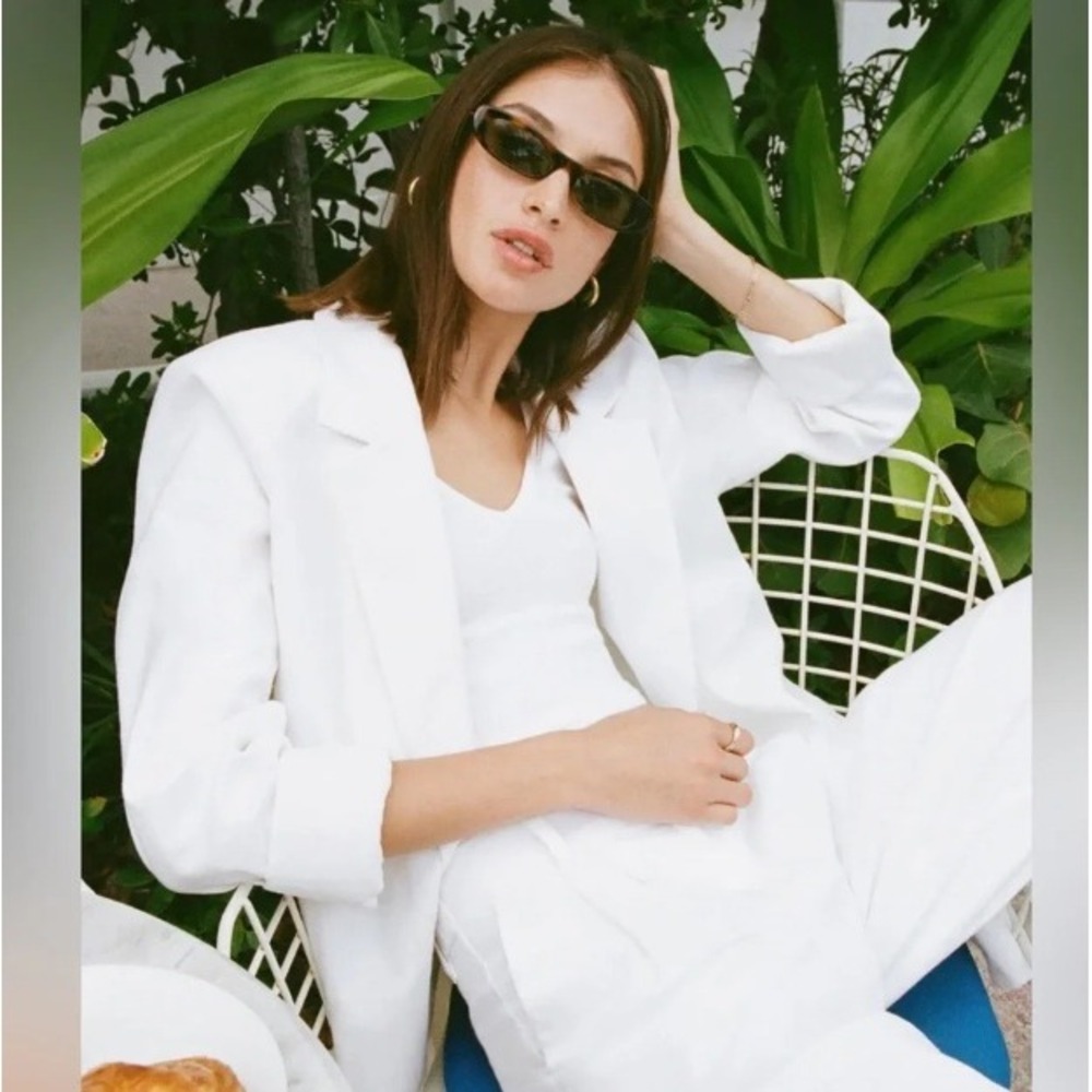 NEW Abercrombie & Fitch White Linen Blend Blazer Size Small Coastal Quiet Luxury
